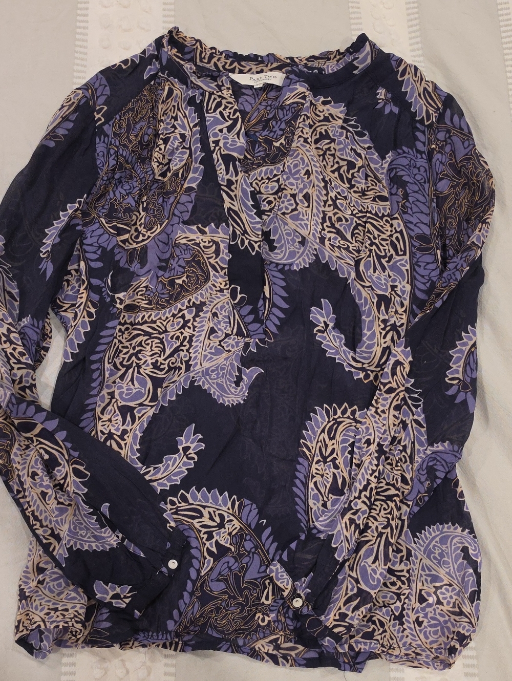 Paisley Print Long-Sleeve Blouse - Purple/Beige by Part Two